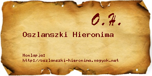 Oszlanszki Hieronima névjegykártya